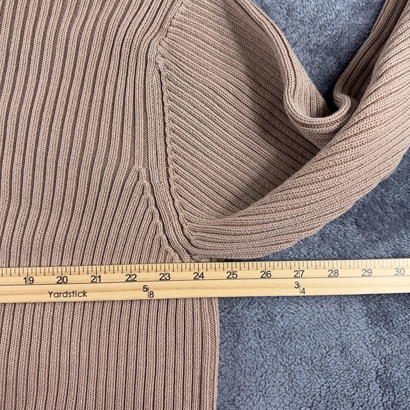 Eddie Bauer Sweater Mens XL Beige Ribbed 100% Cotton Knit Crewneck Pullover - Picture 5 of 9